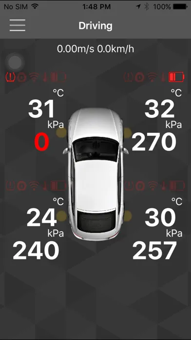 ภาพหน้าจอของ SAIC TPMS