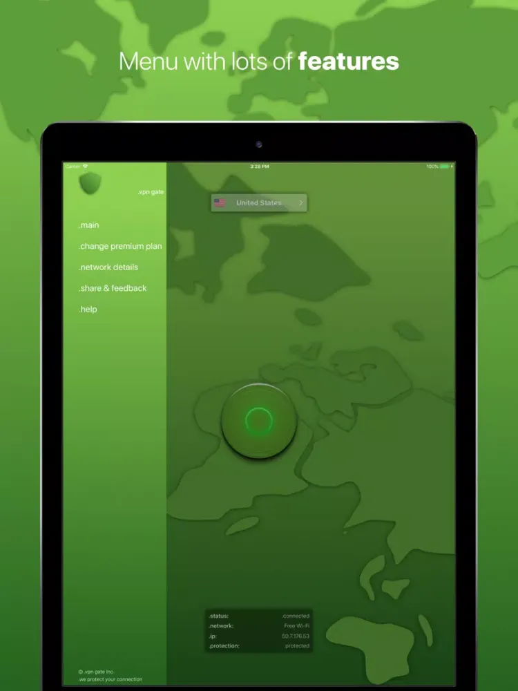 Zrzuty ekranu .VPN゜ · · iPad 