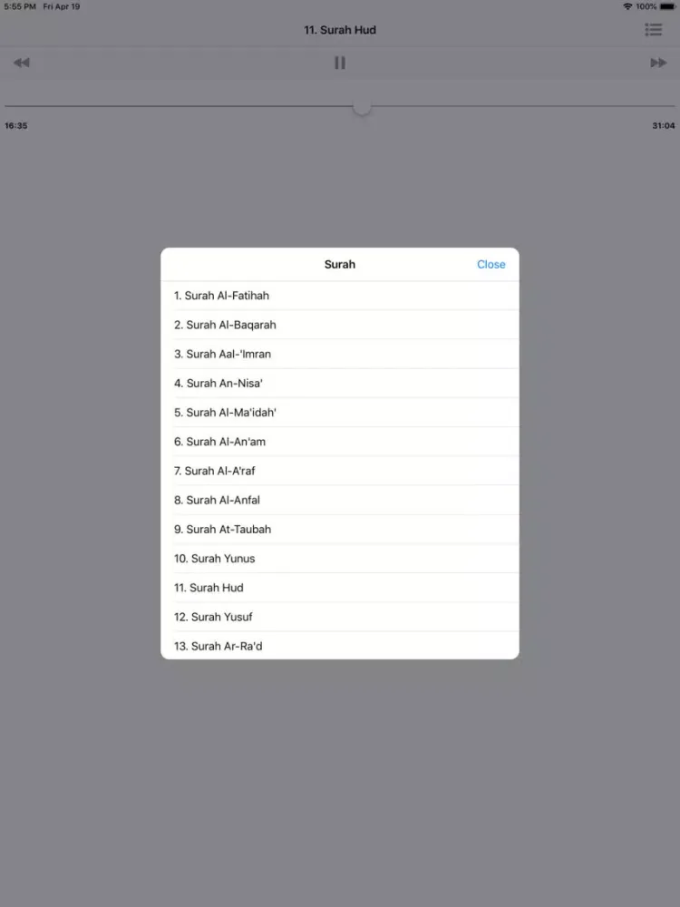 Quran Audio Player (Sudais) iPad  স্ক্রিনশট