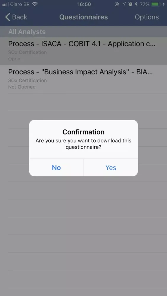 Questionnaires – SAI Global 스크린샷