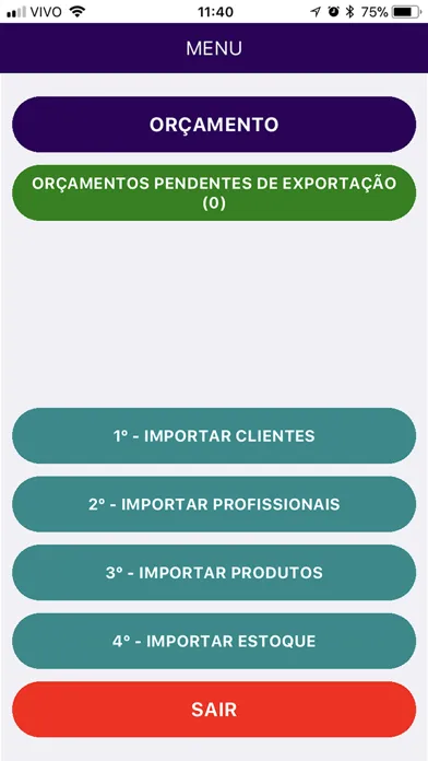 Скриншоты OrcamentoApp