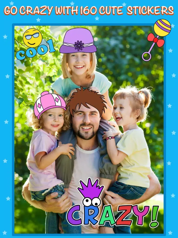 iStickOn Baby Love Sticker Edition camera photobooth dress up fun retouch for kids and mom iPad 应用截图