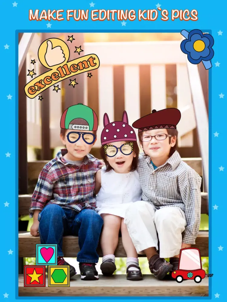 iStickOn Baby Love Sticker Edition camera photobooth dress up fun retouch for kids and mom iPad 应用截图