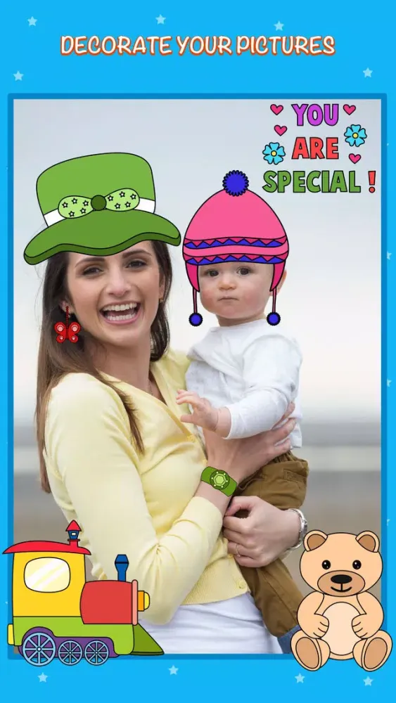 iStickOn Baby Love Sticker Edition camera photobooth dress up fun retouch for kids and mom应用截图