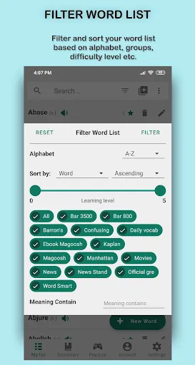 Zrzuty ekranu Word Store: custom vocab list