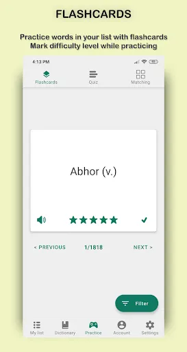 Zrzuty ekranu Word Store: custom vocab list