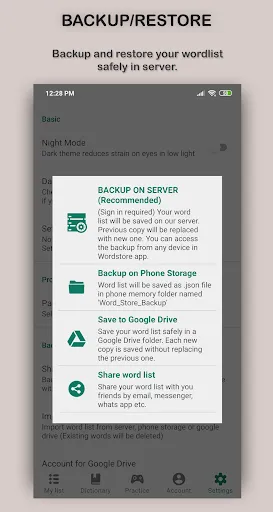 Zrzuty ekranu Word Store: custom vocab list