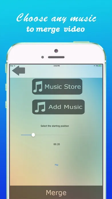 Ảnh chụp màn hình của Combine Audio Video: Add Music Soundtrack Tune To Videos for Fun