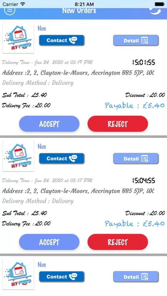 MyFood Vendor سکرین شاٹس