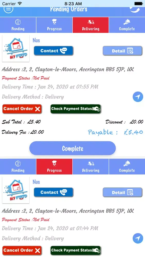 MyFood Vendor سکرین شاٹس