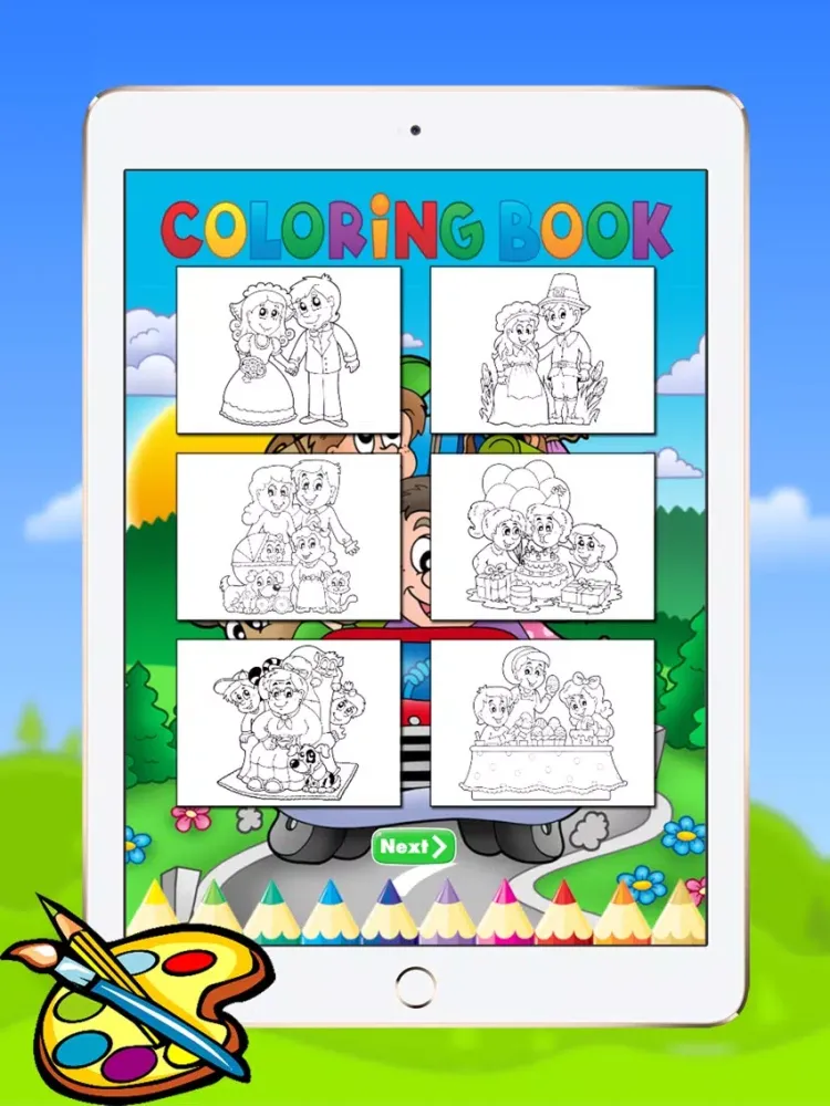 Family Coloring Book for kids and Preschool Toddler Drawing iPad  스크린샷