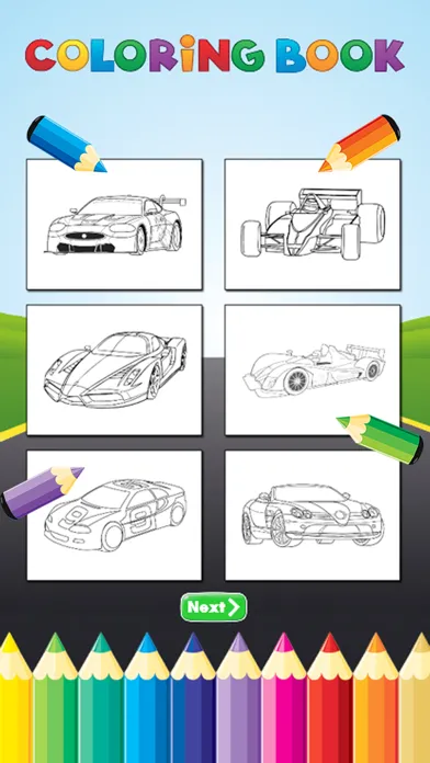 Sports Car Racing Coloring Book - Drawing and Painting Vehicles Game HD, All In 1 Series Free For Kid Screenshots