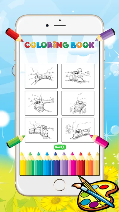 Train Coloring Book For Kid - Vehicle drawing free game, Paint and color good games HD Screenshots