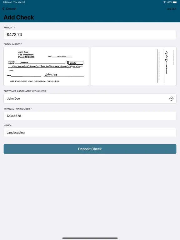 Salal CU Business Deposit iPad Screenshots