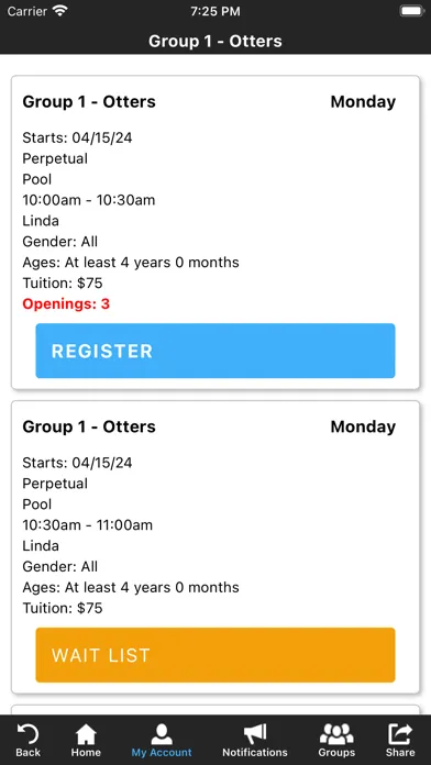 Tangkapan skrin Salem Swim School