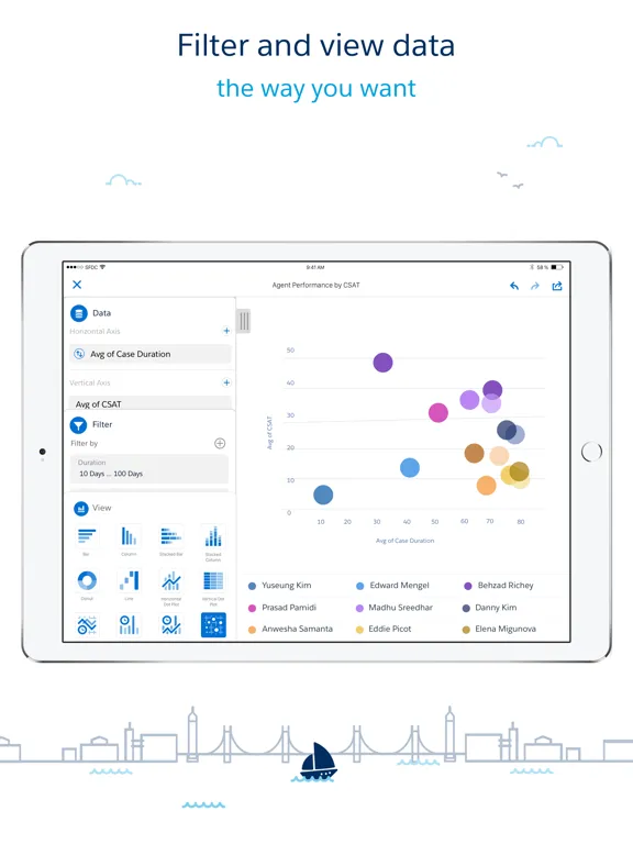 Capturas de tela do CRM Analytics iPad 