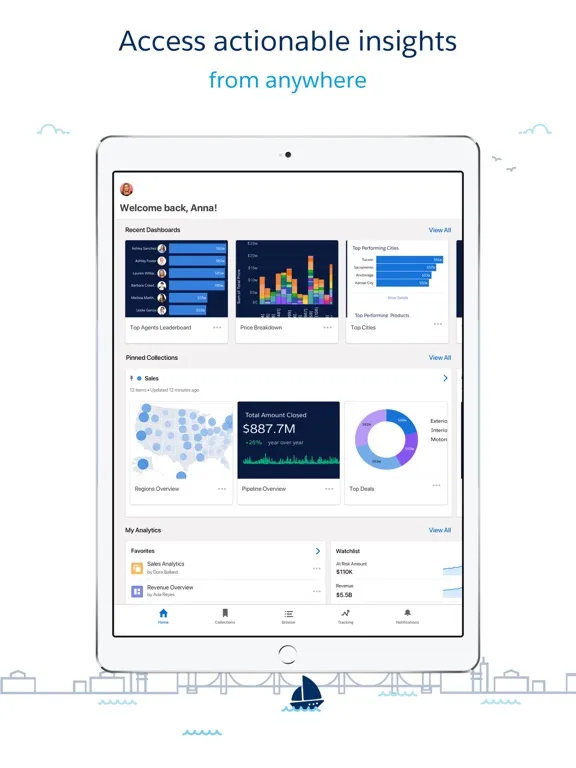 Capturas de tela do CRM Analytics iPad 