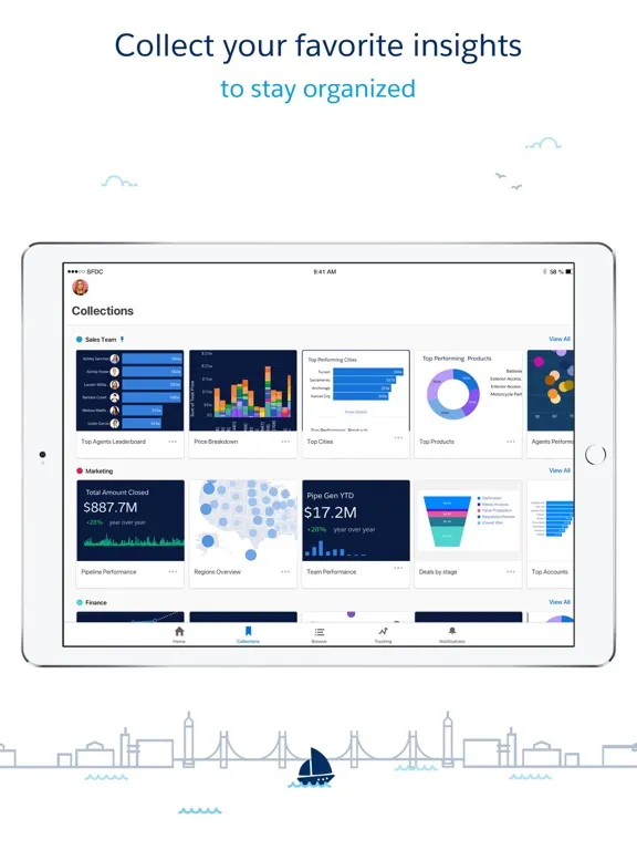 Capturas de tela do CRM Analytics iPad 