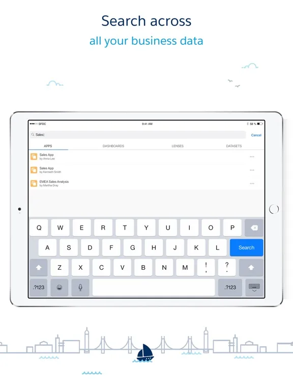 Capturas de tela do CRM Analytics iPad 