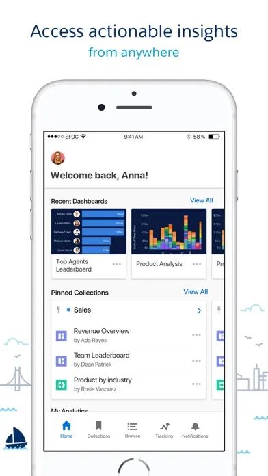 Capturas de tela do CRM Analytics