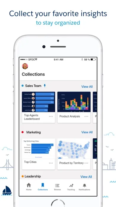 Capturas de tela do CRM Analytics
