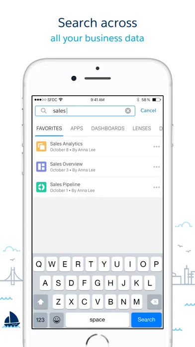 Capturas de tela do CRM Analytics