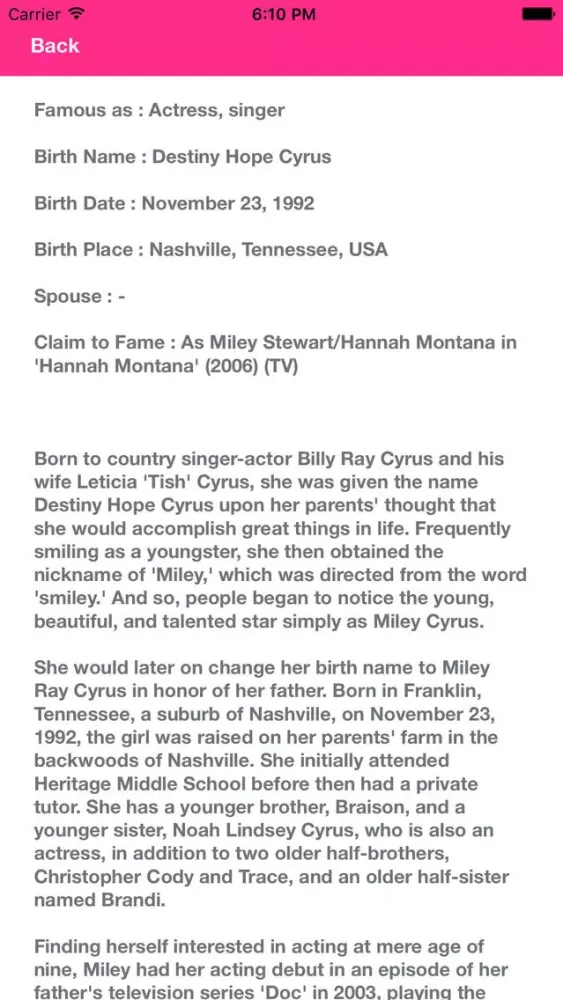 Photo Album App - Miley Cyrus Edition স্ক্রিনশট