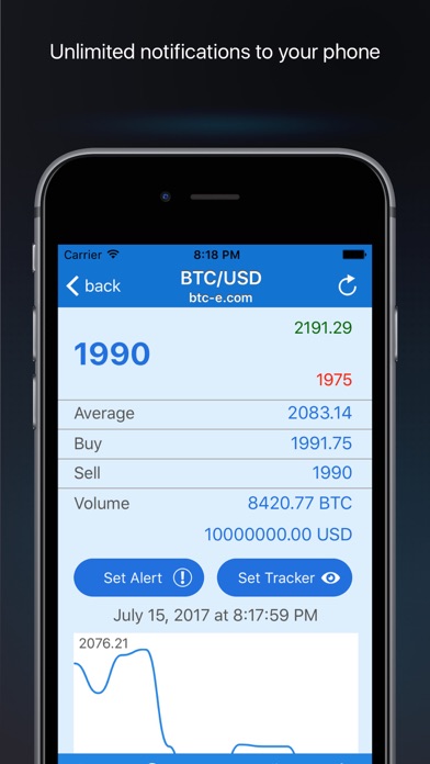 BTC bitcoin price alerts Screenshots