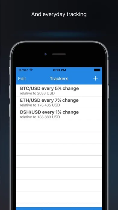 Screenshot di BTC bitcoin price alerts