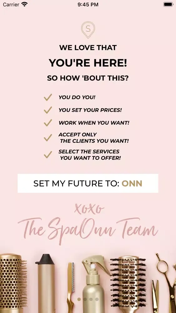 Ảnh chụp màn hình của SpaONN for Stylists