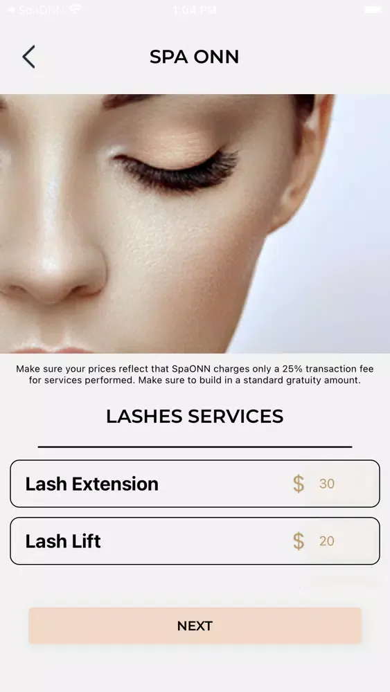 Ảnh chụp màn hình của SpaONN for Stylists