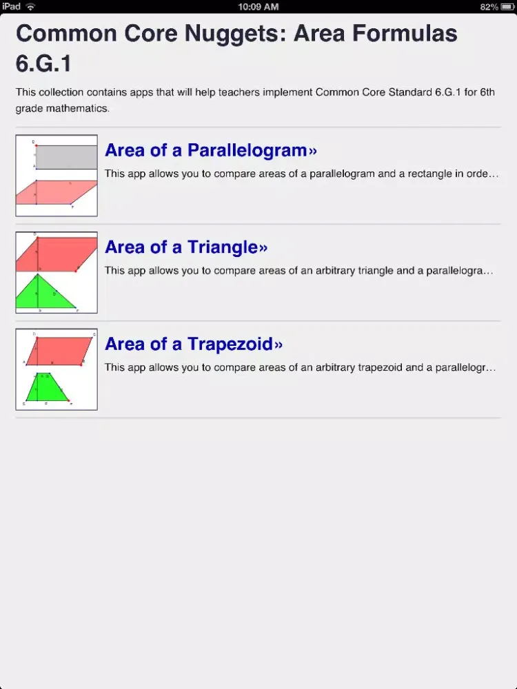 Area Formulas 6.G.1 iPad  Ekran Görüntüleri