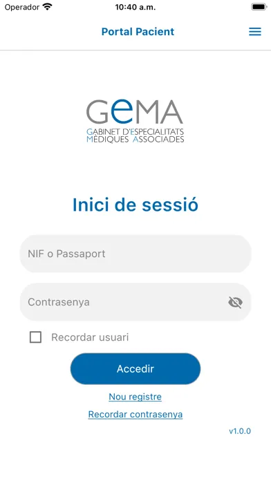 GEMA Centres Mèdics APP Ekran Görüntüleri