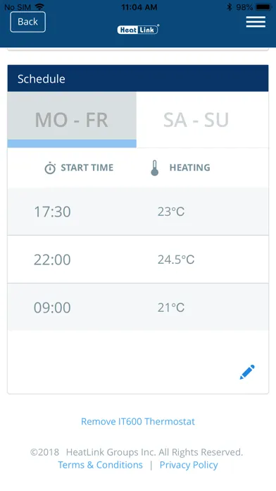 Capturas de pantalla de HeatLink Smart System