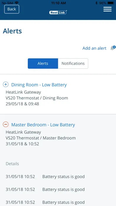 Capturas de pantalla de HeatLink Smart System