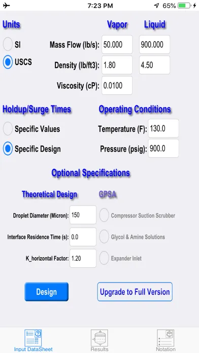 Two Phase Separator Lite Screenshots
