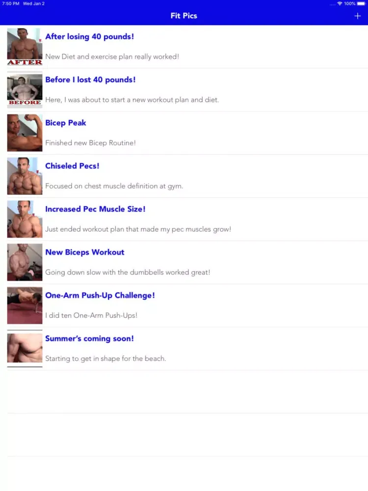 Capturas de tela do Fit Pics iPad 