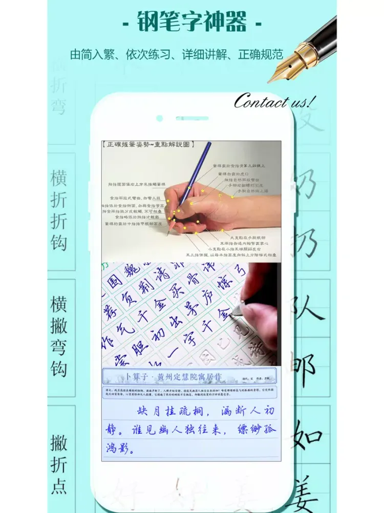 Capturas de tela do 钢笔字专业版-硬笔书法练字写字临帖必备 iPad 