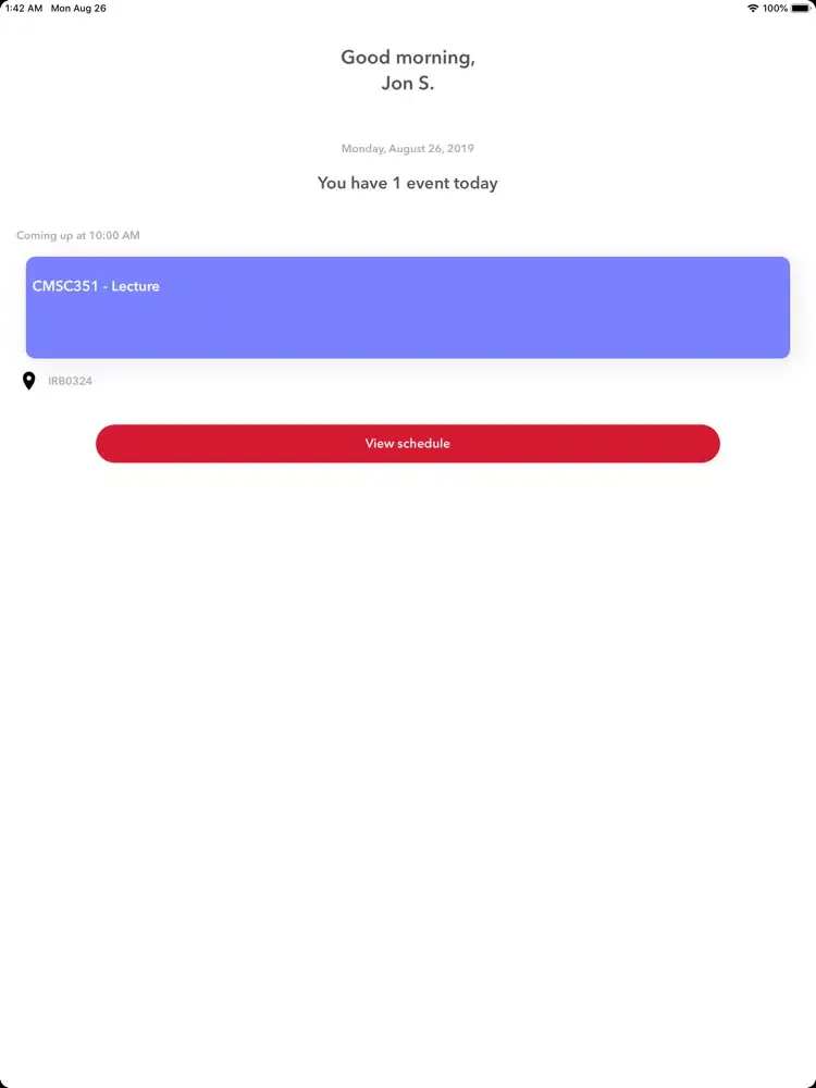 Screenshot di UMD Schedulr iPad