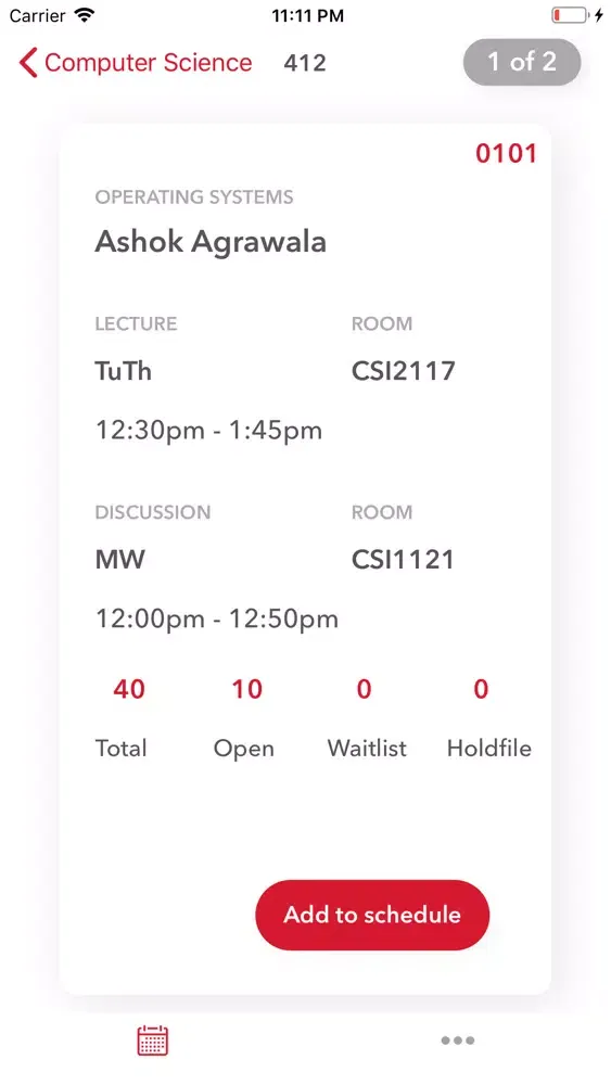 Screenshot di UMD Schedulr