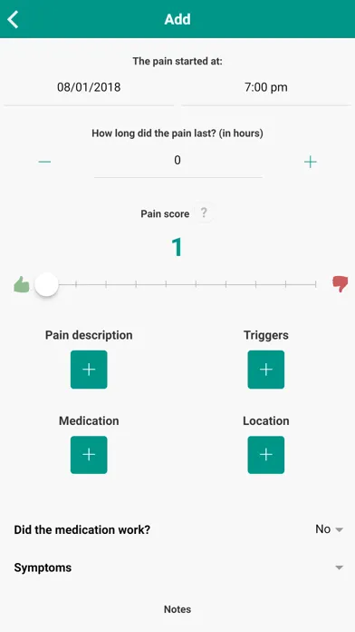 Zrzuty ekranu My Pain Log