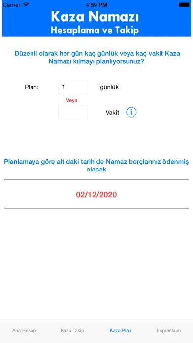 Capturas de pantalla de Kaza Namazı Hesaplama ve Takip