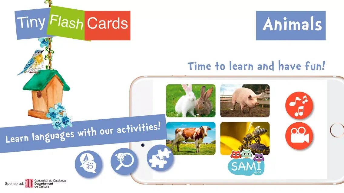 ภาพหน้าจอของ Sami Tiny FlashCards Animals 6 languages kids apps