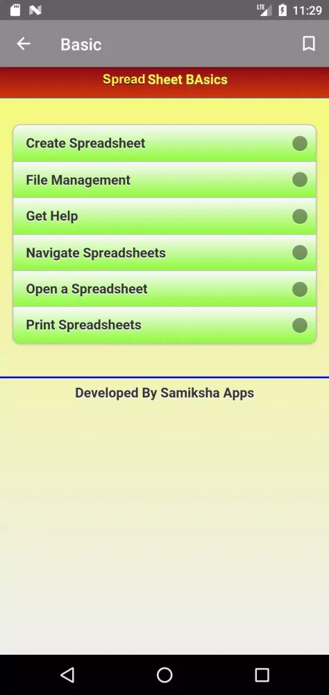 Spreadsheet Course Offline Screenshots