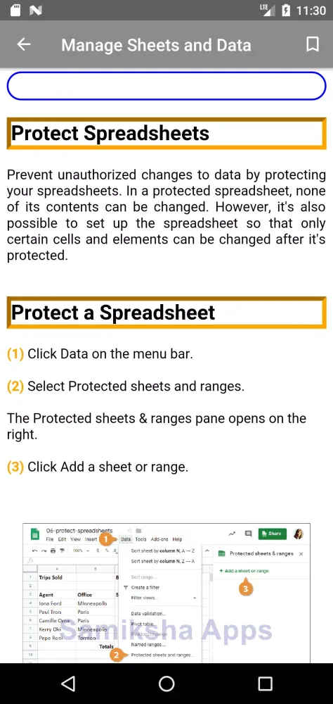 Spreadsheet Course Offline Screenshots