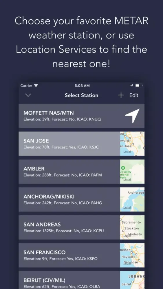 Captures d'écran de Locast - METAR Weather