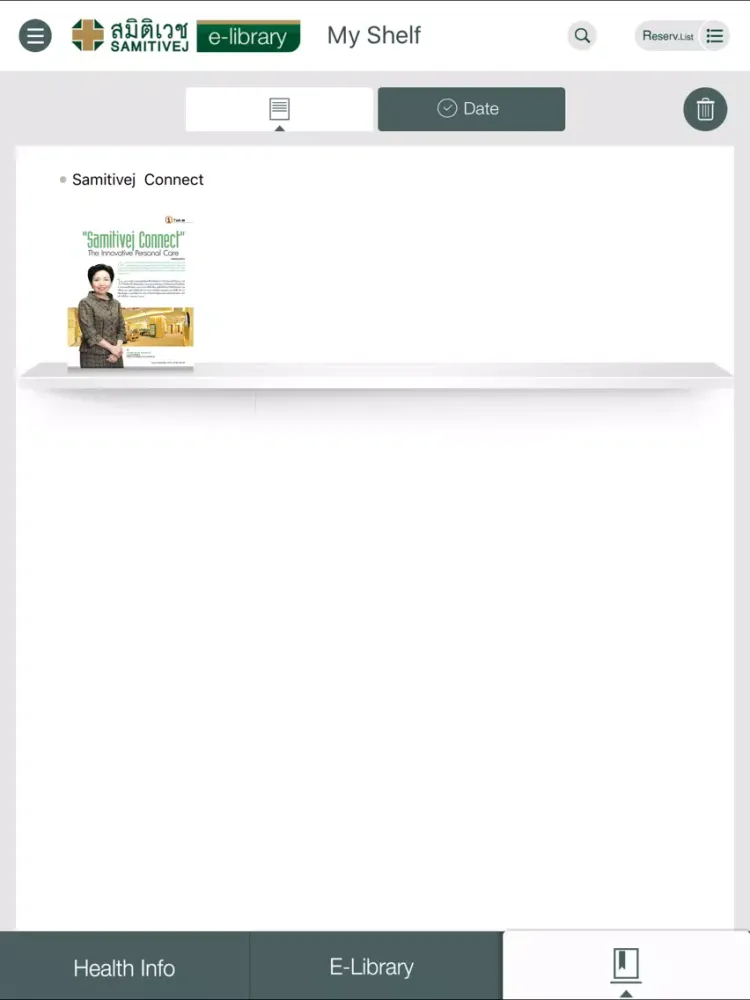 Tangkapan layar Samitivej E-Library iPad 