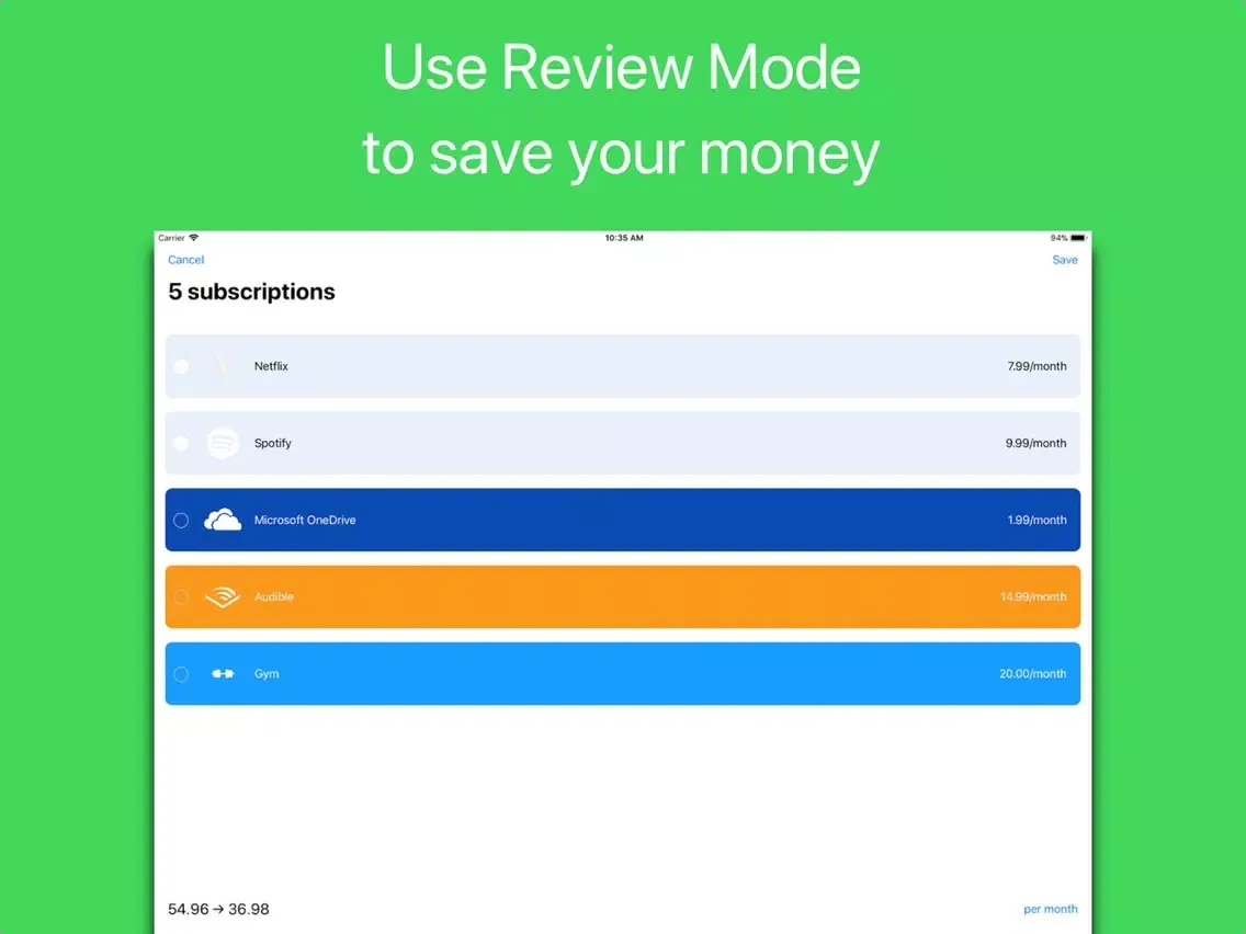 Subs - Manage Subscriptions iPad  Ekran Görüntüleri