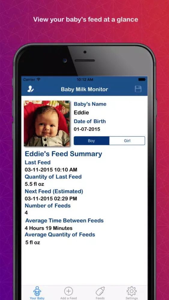 Captures d'écran de Baby Milk Monitor - Record, track and plan your baby's breast and bottle feeds.
