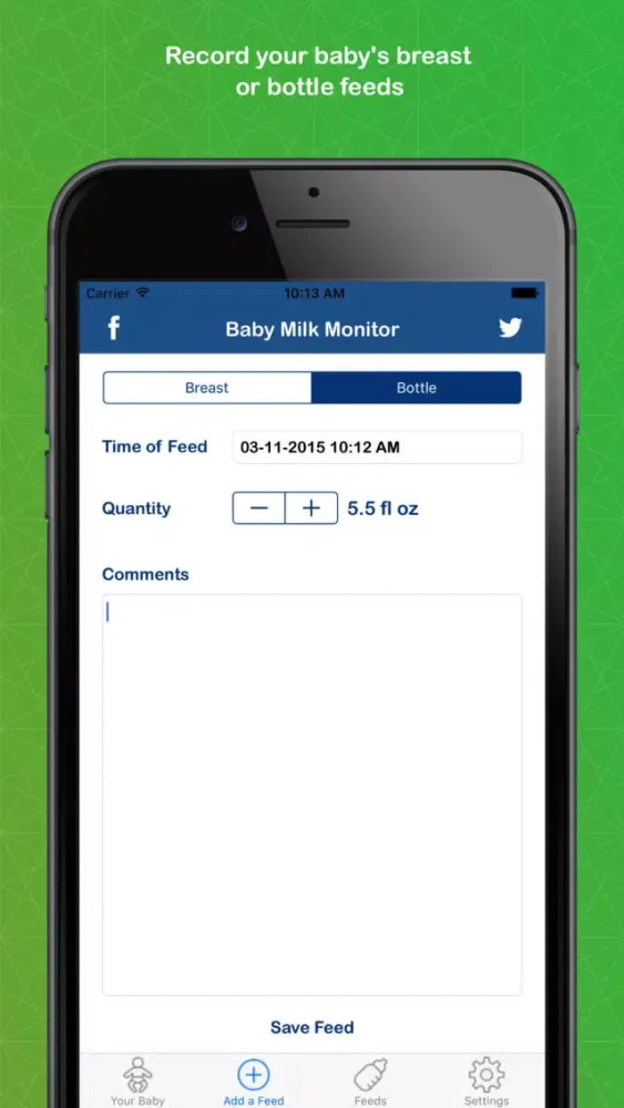 Captures d'écran de Baby Milk Monitor - Record, track and plan your baby's breast and bottle feeds.